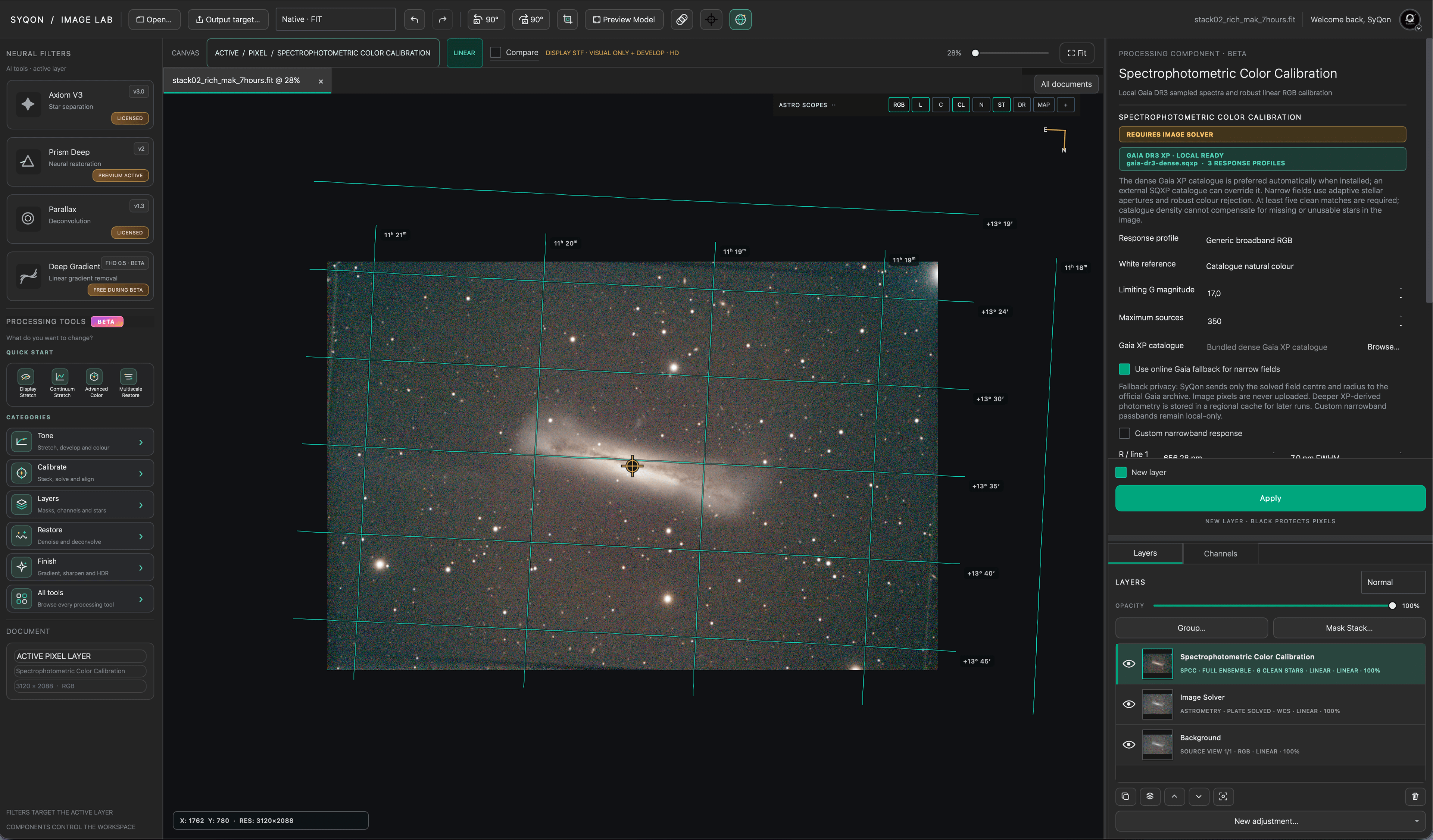 Gaia XP spectrophotometric calibration in SyQon Studio